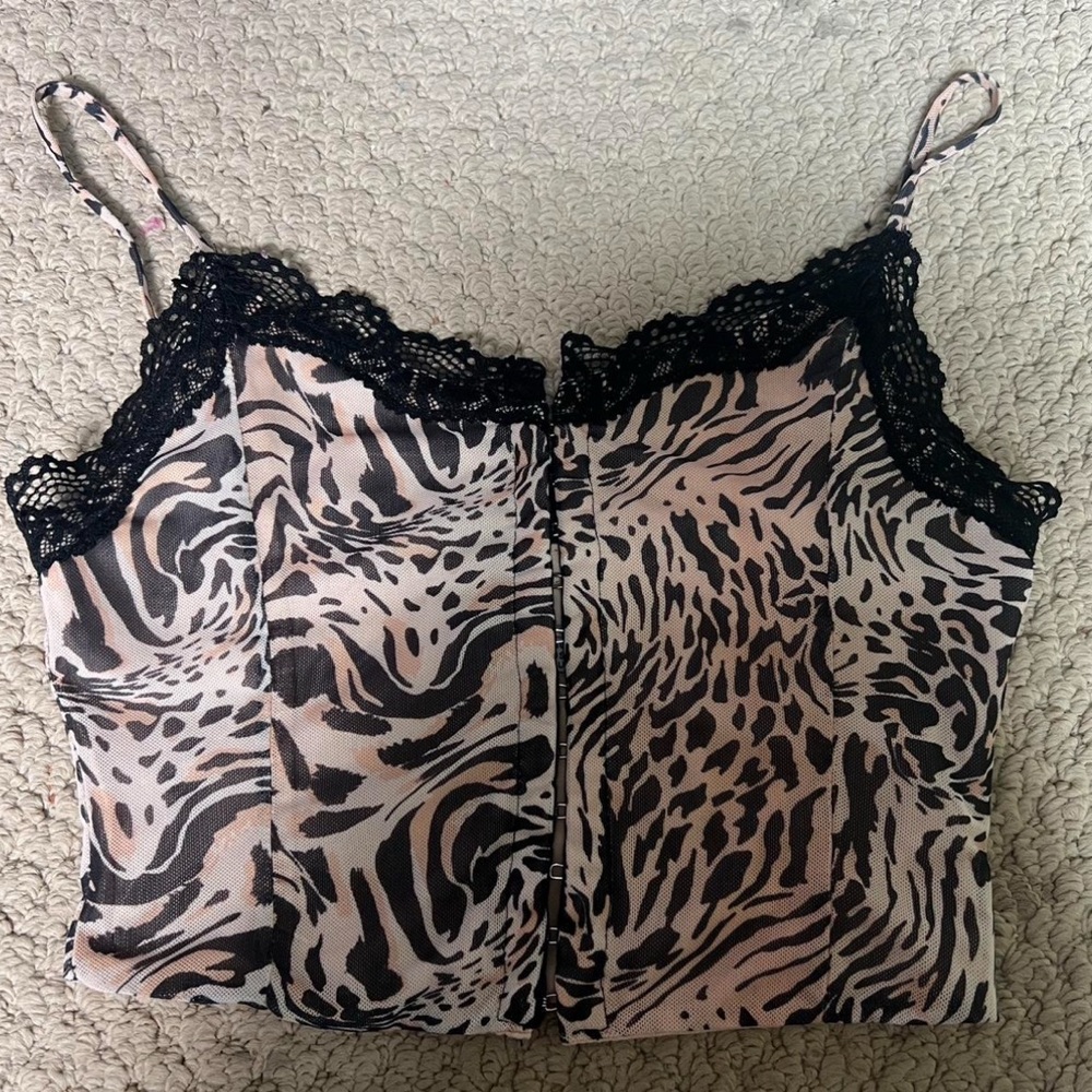 Princess Polly Beige and Black Lace Camisole